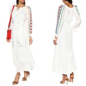 NWT TORY BURCH Embroidered Split-neck Long-sleeve